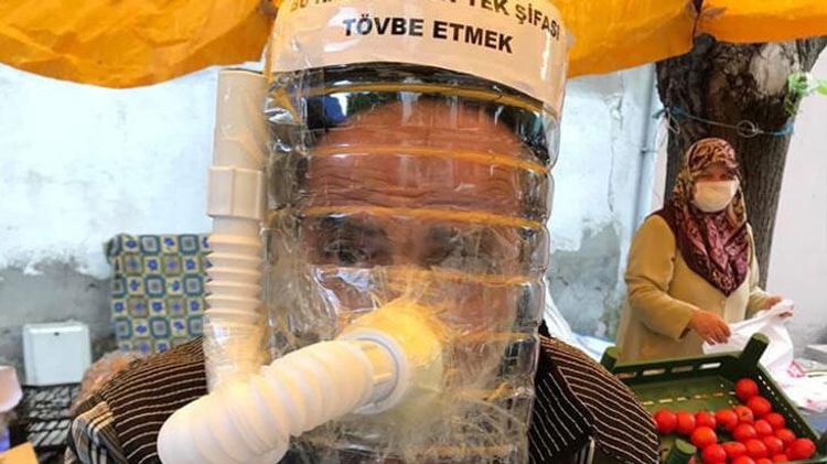 "Bu xəstəliyin şəfası tövbə etməkdir" - Özünə qeyri-adi maska düzəltdi - FOTO