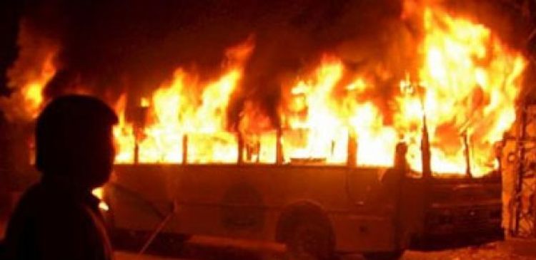 Bakıda avtobus yandı