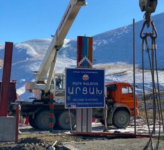 Ermənilərin "Artsaxa xoş gəlmisiniz" lövhəsi də söküldü - FOTO