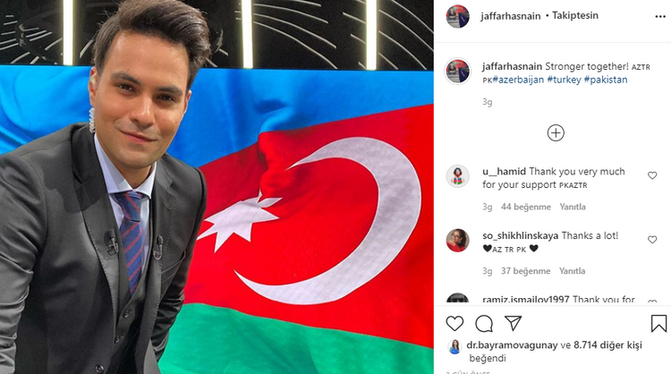 Pakistanlı aparıcıdan azərbaycana dəstək: “Birlikdə daha güclü!”