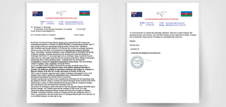 Ermənistanın hərbi cinayətləri ilə bağlı rusiyalı səfirə MÜRACİƏT