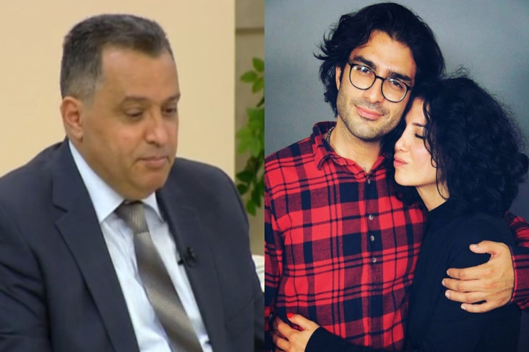 Əməkdar artist Çingiz Əhmədov , oğlu və gəlini