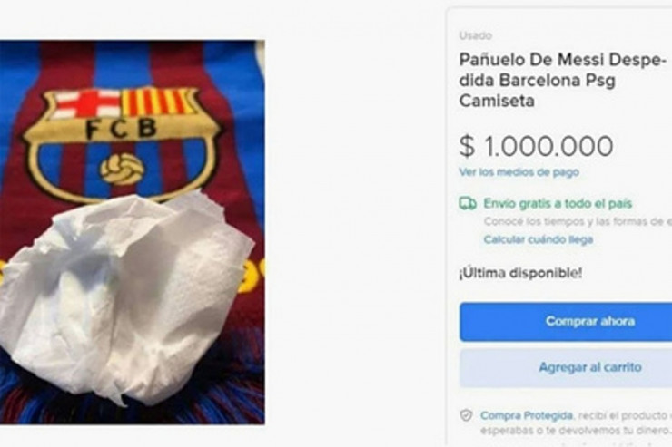 Messinin göz yaşını sildiyi salfet 1 milyona  satılacaq