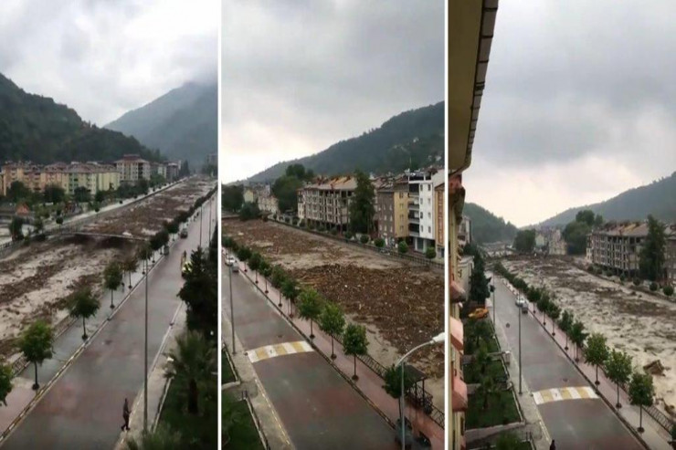 İnsanlar fəlakət deyə çığırırlar, sel körpünü belə apardı -VİDEO 