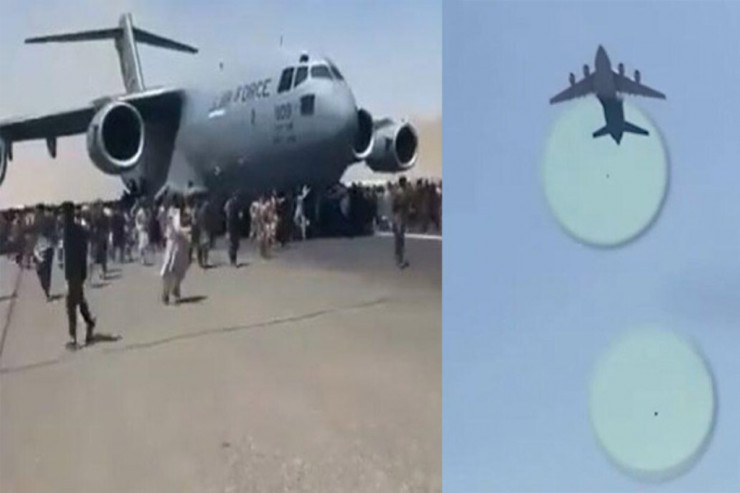 Təyyarə ilə qaçmaq istəyən əfqanlar göydən belə düşdülər -VİDEO 