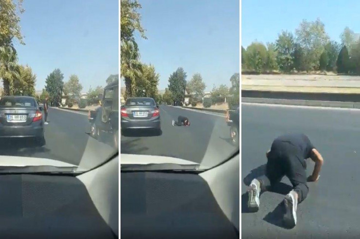 Əsas magistral yolda namaz qıldı -VİDEO 