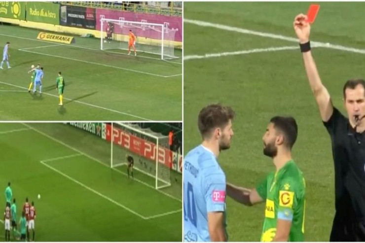 Futbolda bu da  OLDU:  penaltini düzgün yerinə yetirmədi, meydandan qovuldu