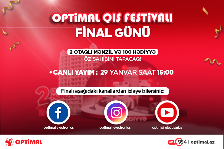 Optimalda 2 otaqlı mənzilin və 100 məişət texnikasının qalibi 29 yanvarda seçiləcəkdir