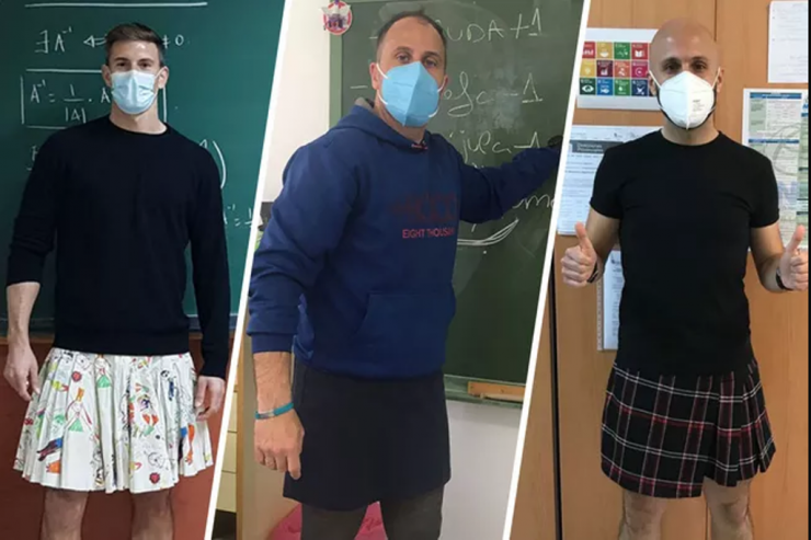 Məktəbdən qovulan oğlanı dəstəkləyən kişi müəllimlər  “yubka”  geyindilər