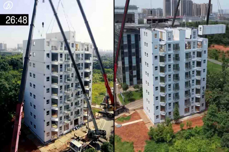 Bunu da çinlilər etdi:   28 saata 10 mərtəbəli bina tikdilər -VİDEO 