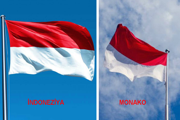 İndoneziya və Monakonun dövlət bayraqları