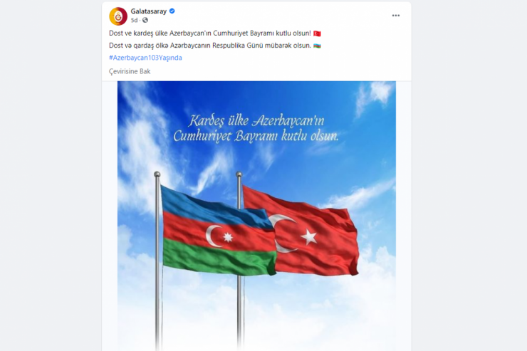 “Qalatasaray”dan Azərbaycana TƏBRİK PAYLAŞIMI 