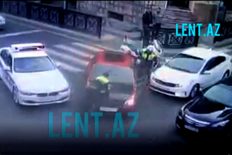 Bakıda maşın yol polisini vurub qaçdı - ANBAAN VİDEO 