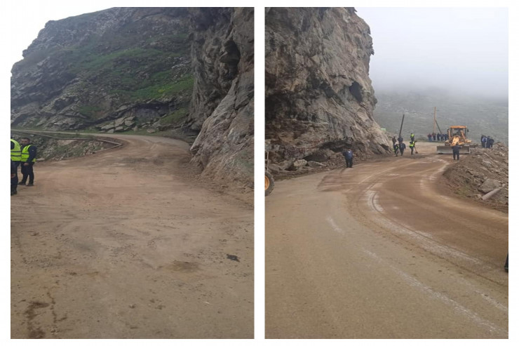 Lerikdə təmir olunan yol