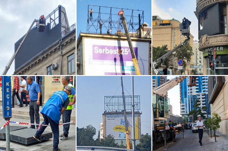 Bakıda reklam lövhələri sökülür -  ŞİKAYƏT  - FOTO 