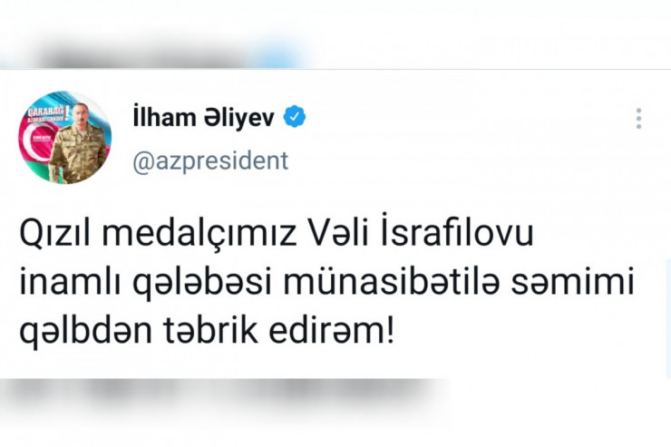 Prezident qızıl medal qazanan paralimpiyaçımızı təbrik etdi