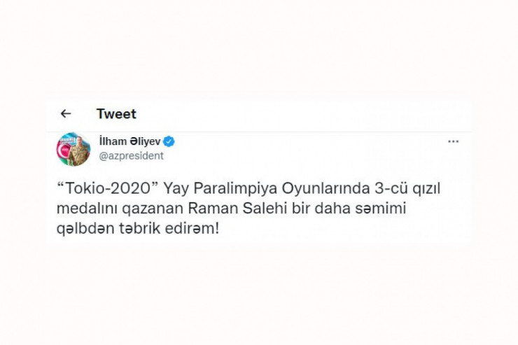 Prezident Raman Salehini təbrik edib