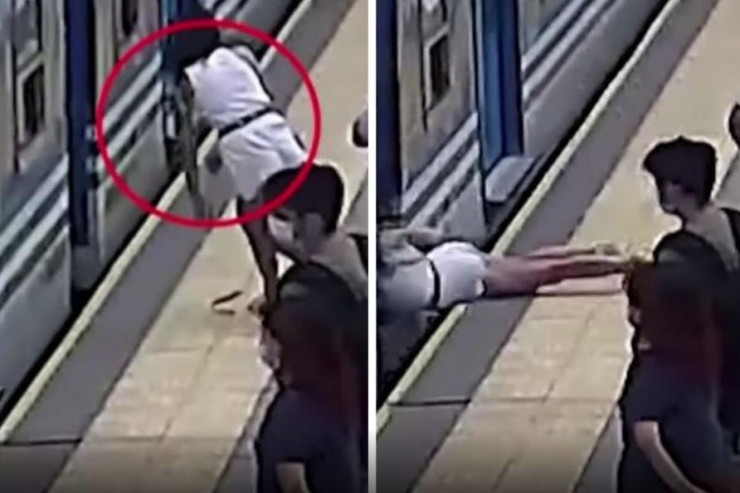 Platforma ilə qatar arasında düşən qadın sağ qaldı - ŞOK VİDEO/span>