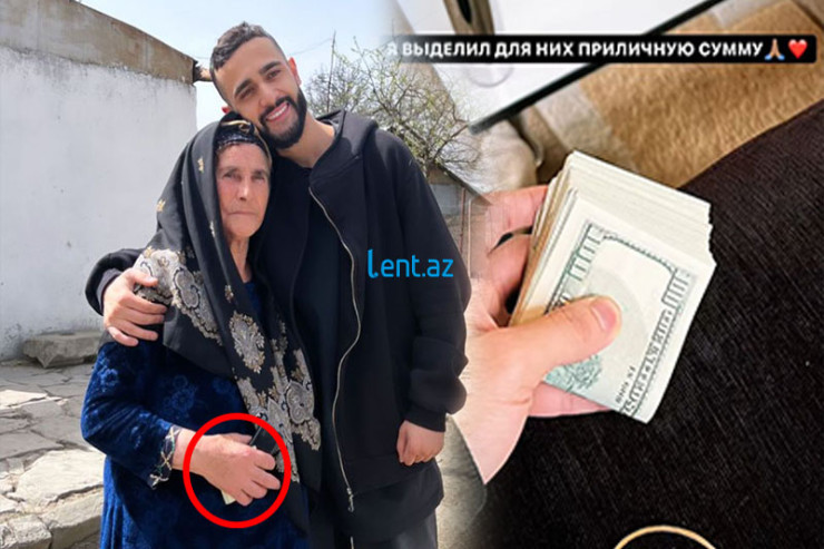 Bakıda izdiham yaradan Hüseyn kənd sakininə "dollar paçkası" verdi - VİDEO 