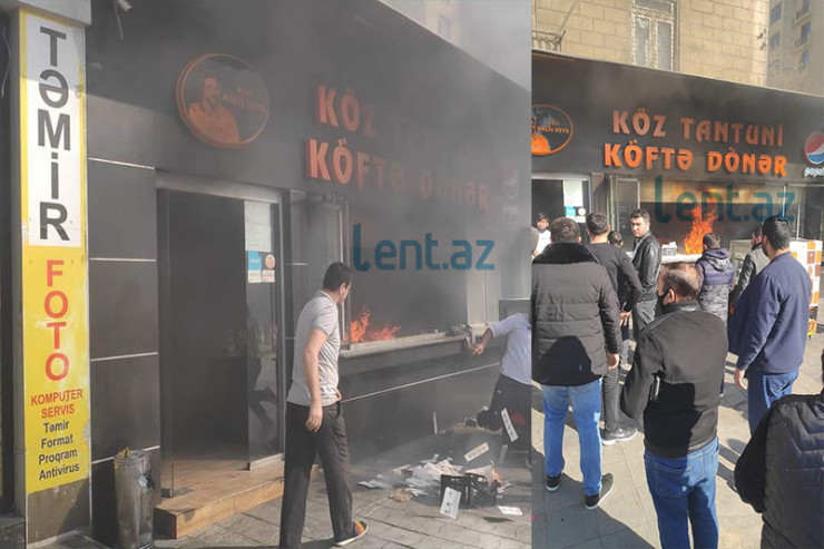 Bakıda məşhur dönərxanada YANĞIN  - FOTO  - YENİLƏNİB 