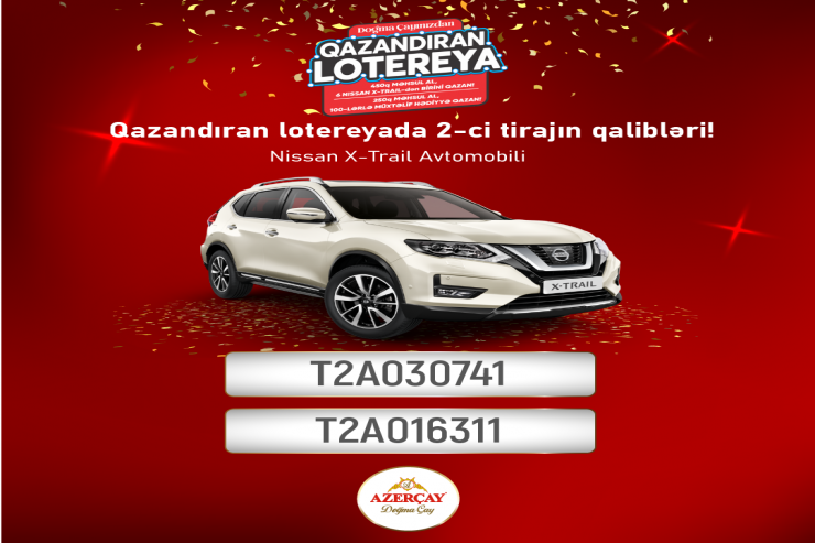 “Azerçay”ın keçirdiyi lotereyanın növbəti qalibləri məlum oldu