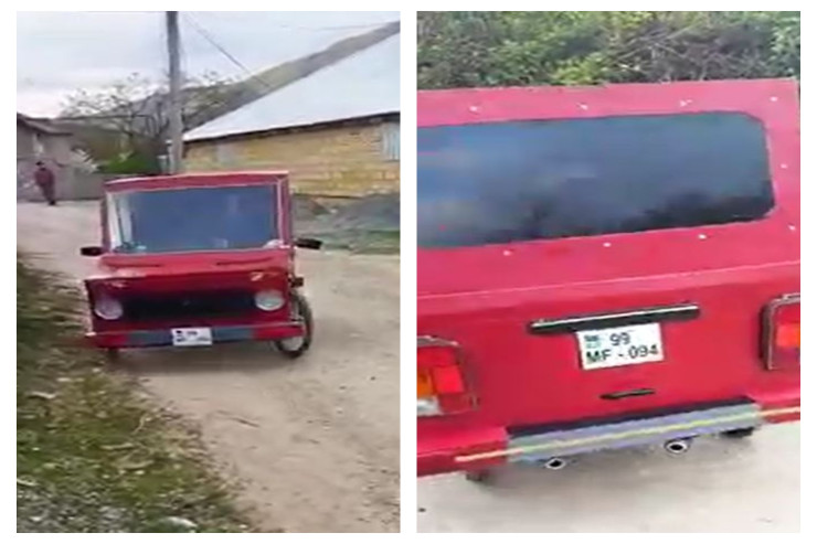 Şəkidə düzəldilən velosiped maşın