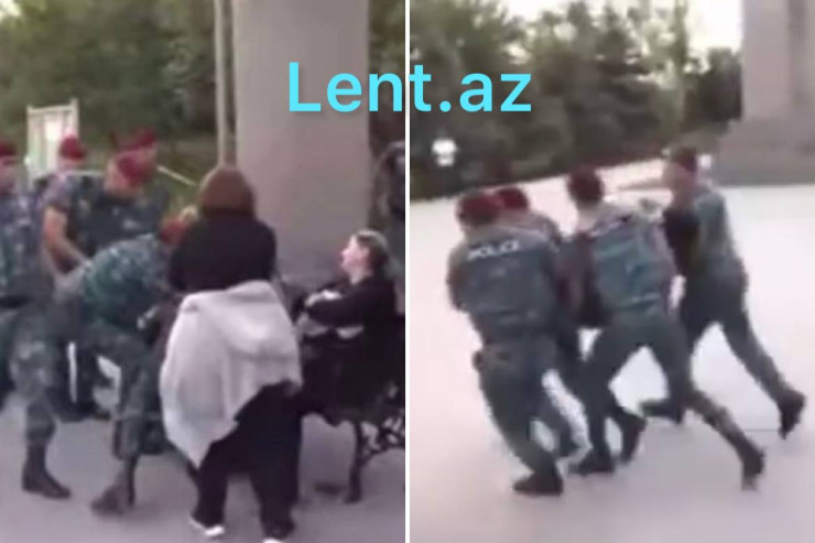 İrəvanda polis ölən əsgərin anasını yerlə sürüdü -VİDEO 