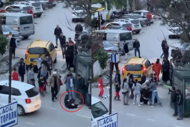 Bir-birinə tərs baxan qadınlar saçyolduya çıxdılar - VİDEO 