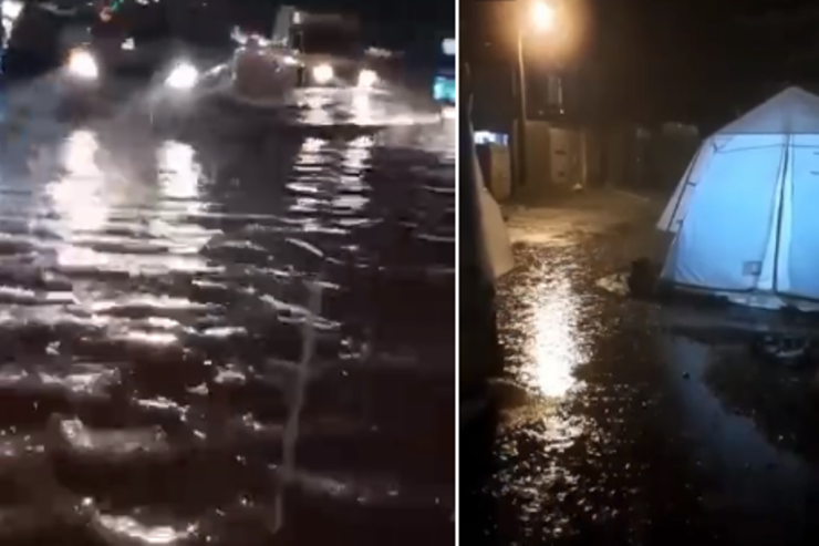 Soydaşlarımızın qaldığı çadırları  sel basdı - VİDEO 