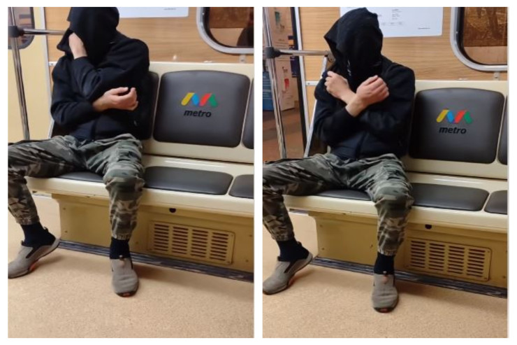 Bakı metrosunda sərnişindən qəribə hərəkətlər - VİDEO 