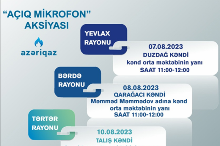   "Azəriqaz"ın   "Açıq mikrofon"u gələn həftə 4 rayonda qurulacaq