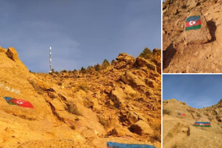 Təbrizdə qayalar Azərbaycan bayrağına   boyandı - VİDEO 