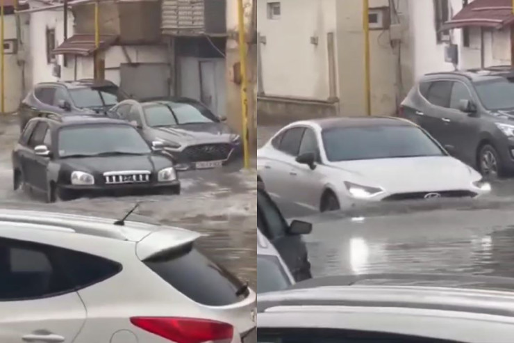 Bakıda maşınlar qayıq kimi üzdü - VİDEO 