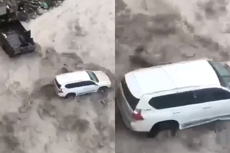 İsmayıllıda Türkmənistan vətəndaşının "Prado"sunu sel apardı - YENİLƏNİB 