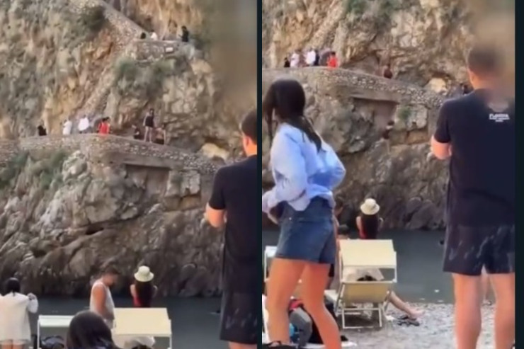 Uçurumdan suya tullanan qız DAŞLARA ÇIRPILDI - VİDEO 