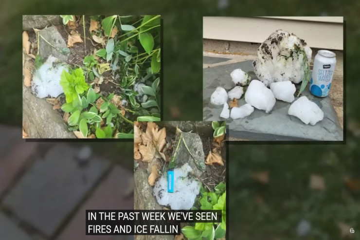 Evinin üstünə göydən buzlar düşdü - VİDEO 