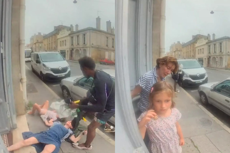Dəhşətli hücum anı:  Kiçik qız uşağını qaçırmaq istədi