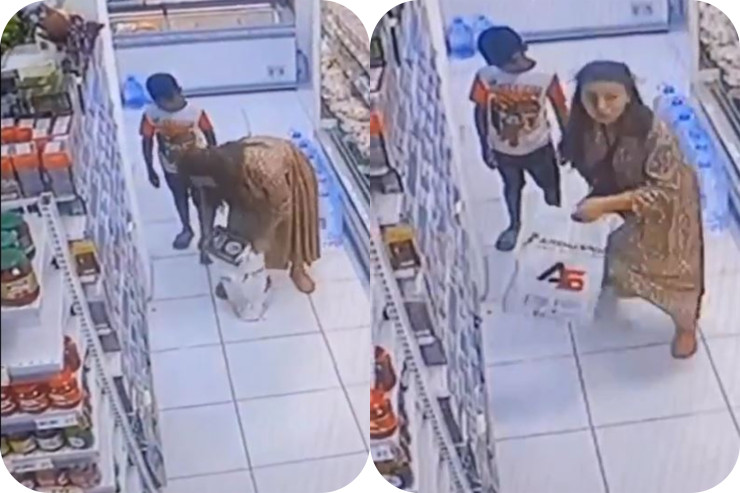 Azərbaycanda qadın marketdə oğurladığı çayı belə gizlətdi - HADİSƏ ANI 