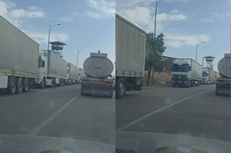 İrandan gələn yük maşınlarının növbəsi yaranıb 