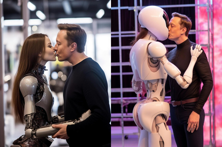 İlon Mask  robotla öpüşdü  