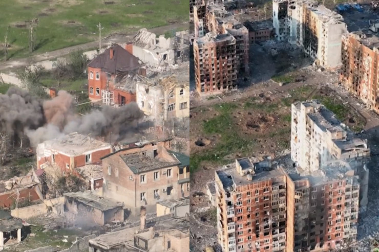 Baxmut şəhərinin  tükürpədici görüntüləri   - VİDEO 