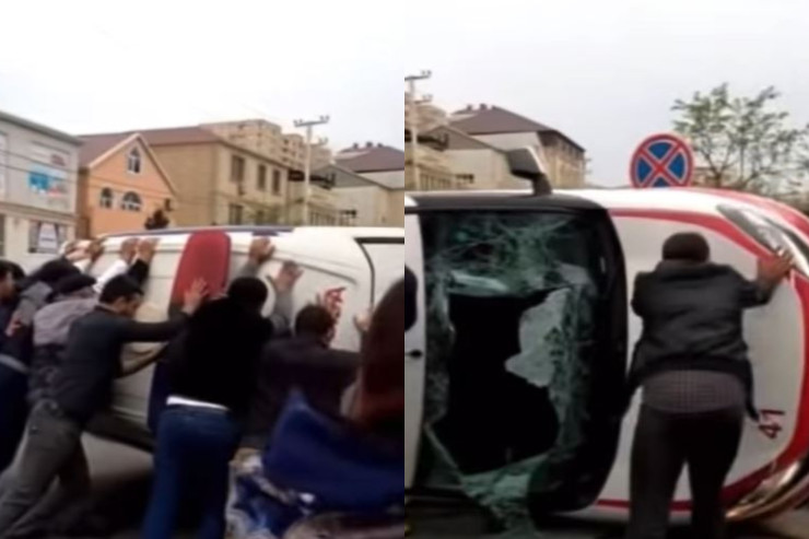 Xırdalanda ambulans aşdı - VİDEO 