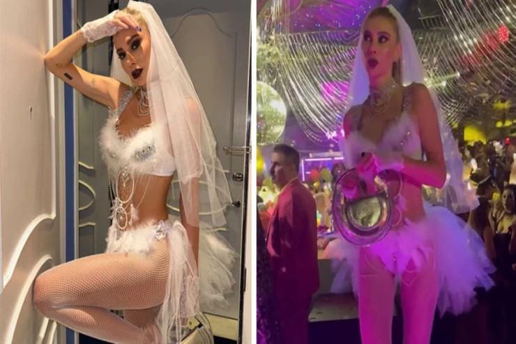 Şeyma Subaşı “Halloween” üçün  mini gəlinlik geyindi  