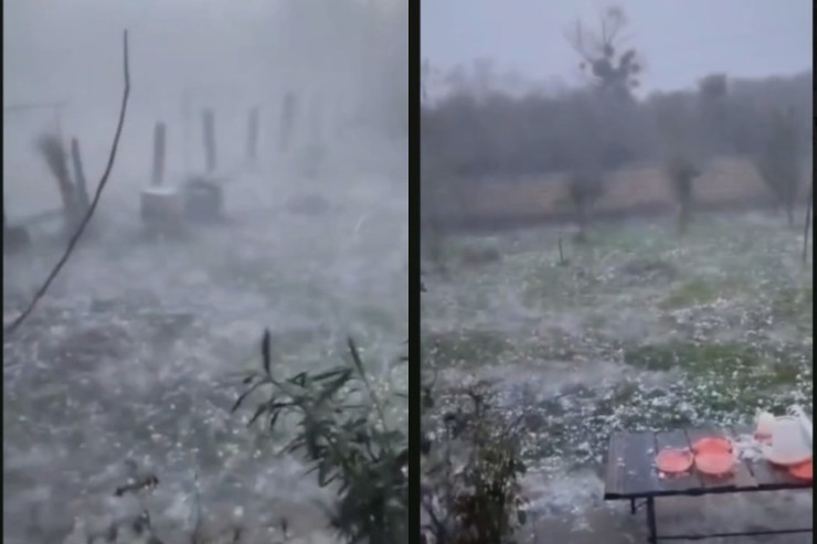 Zaqatalaya yağan dolunun ŞOKA SALAN VİDEOSU 