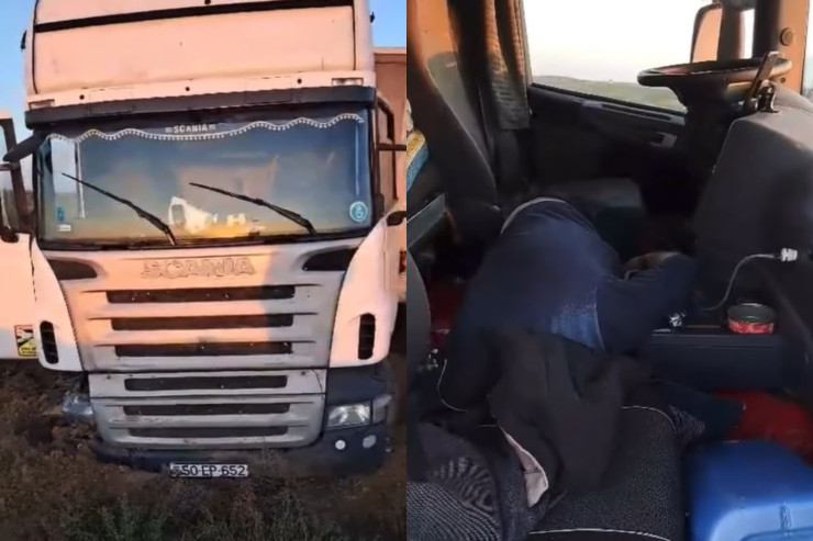 Azərbaycanlı sürücü sükan arxasında  keçindi - VİDEO 