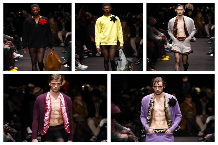 Milan Moda Həftəsində kişilər qadın geyimlərində 