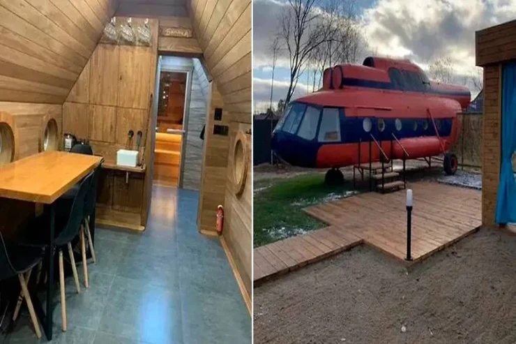 Helikopterin gövdəsindən sauna yaratdı 