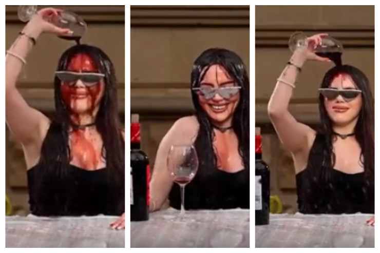 Xalq artistinin nəvəsi şərabla “çimdi” 