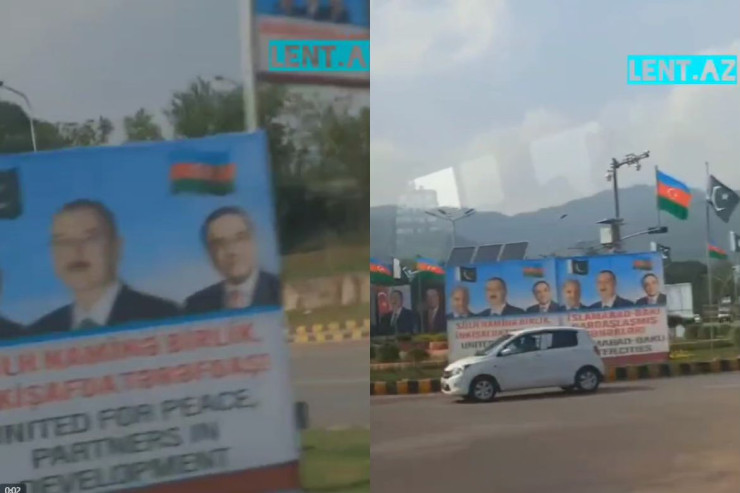 İslamabad Azərbaycan bayraqları və İlham Əliyevin fotoları ilə bəzədilib - VİDEO 