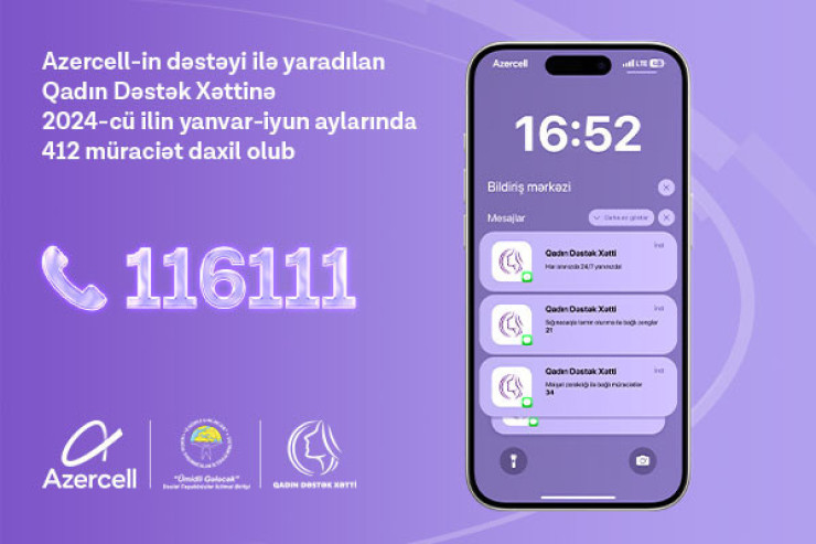 “Qadın Dəstək Xətti”nə ilk yarım ildə 412 müraciət daxil olub